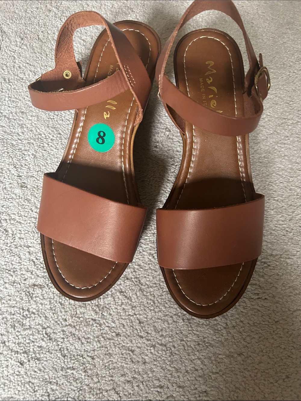 Women's Tan Leather Ankle-Strap Sandals